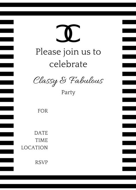 chanel birthday invitations|chanel invitation plain template.